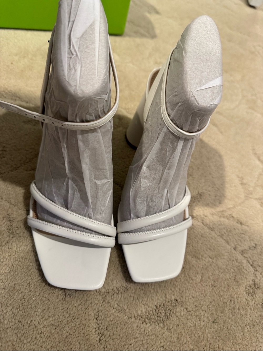 Sam Edelman White Strappy Square-Toe Block Heels